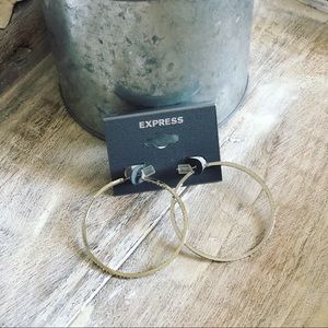 NWT Express Silver Rhinestone Hoop Earrings